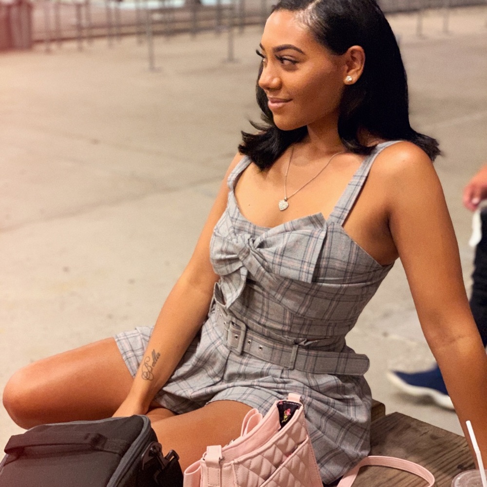 Two piece plaid crop top and shorts